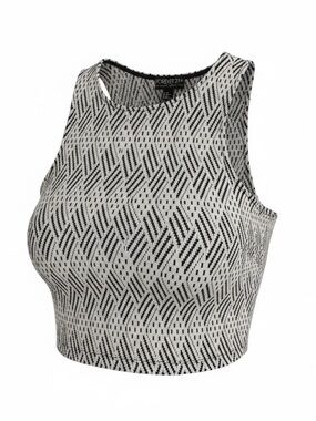 Forever 21 Black & White Patterned Crop Tank Top